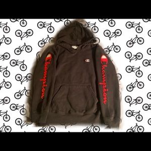 Champion Black Boy's Embroidered Logo Hoodie Size Large pre owned
